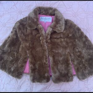 Trina Turk vintage faux tan fur&pink cap